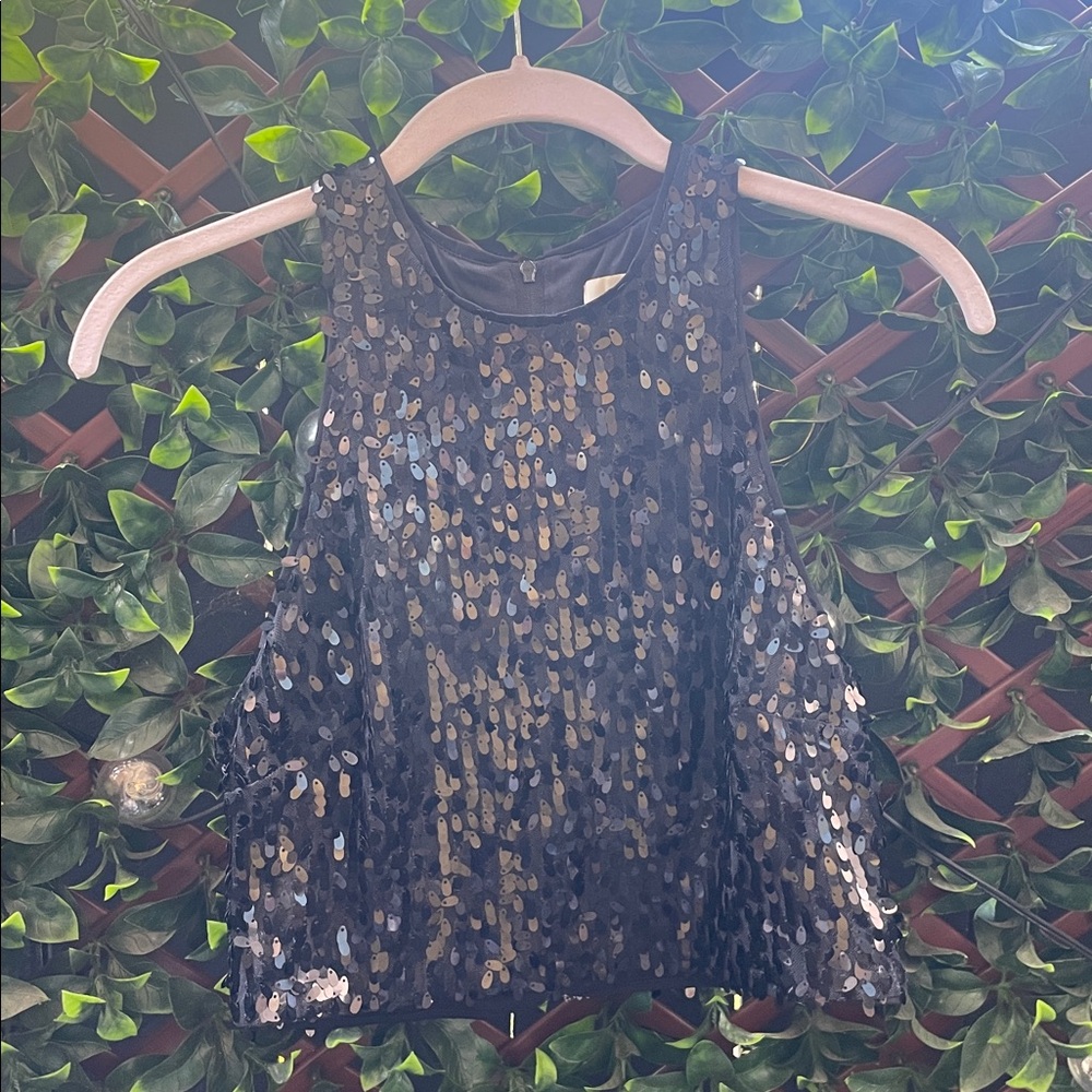 Black and Gold Sequin Sleeveless Top